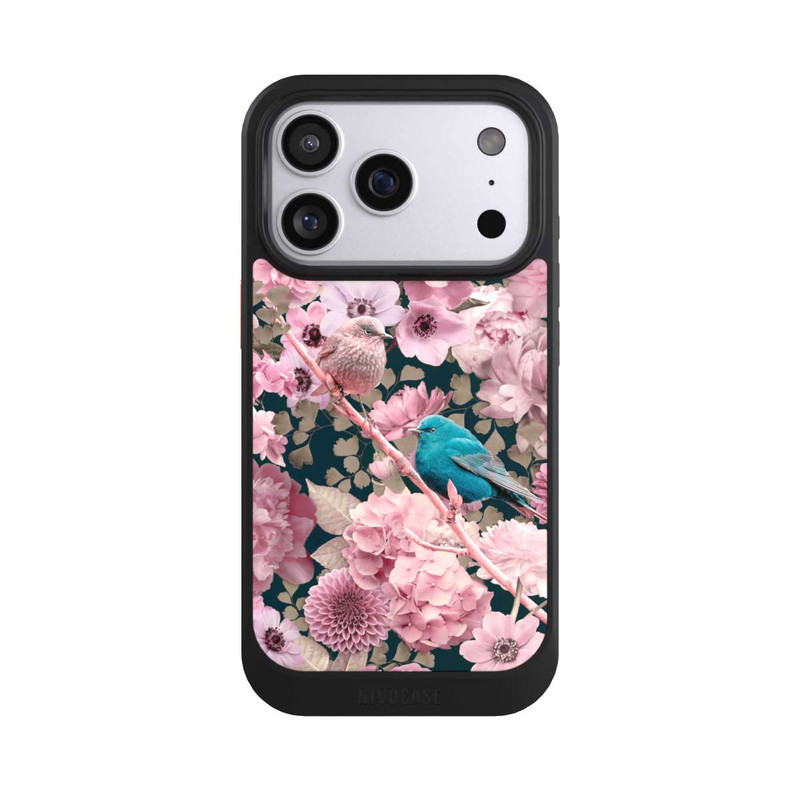 iPhone 17 Pro NIVOcore Moineaux à motif de fleurs roses