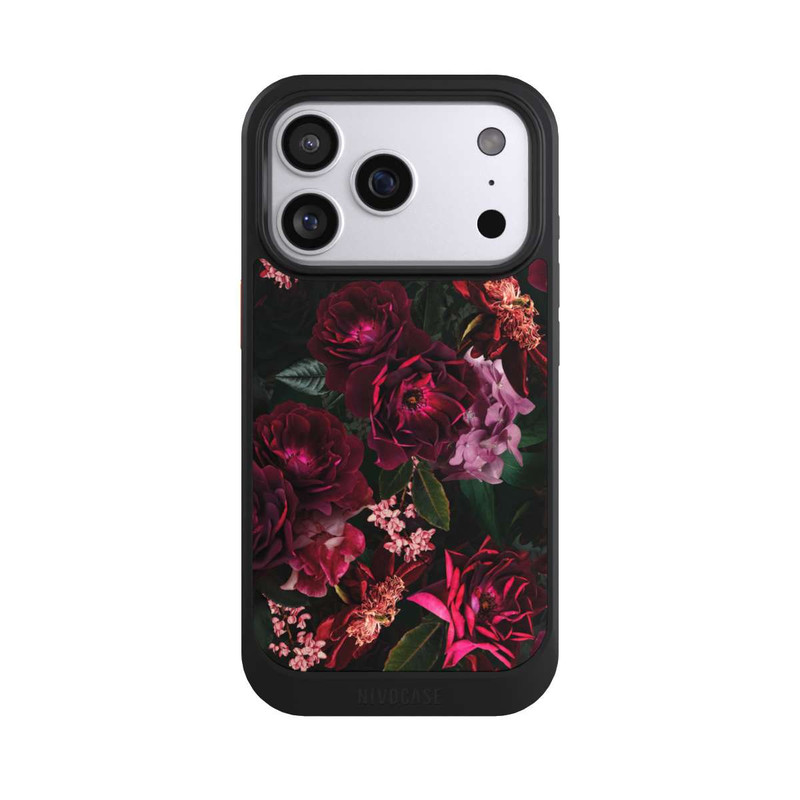 iPhone 17 Pro NIVOcore Fleurs rouge foncé et roses