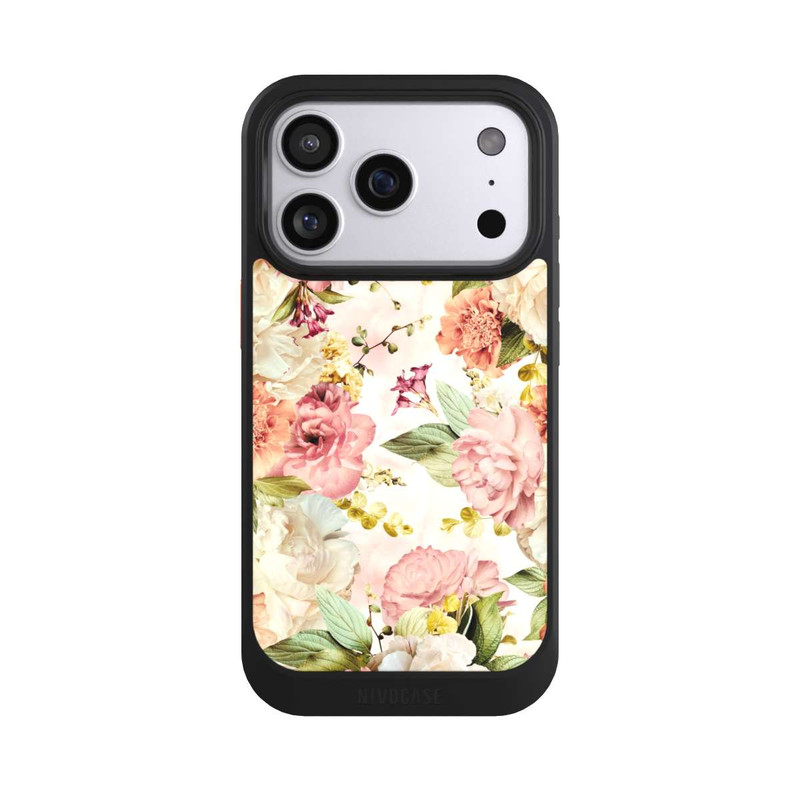 iPhone 17 Pro NIVOcore Blumenrahmen Pfingstrosen Beige