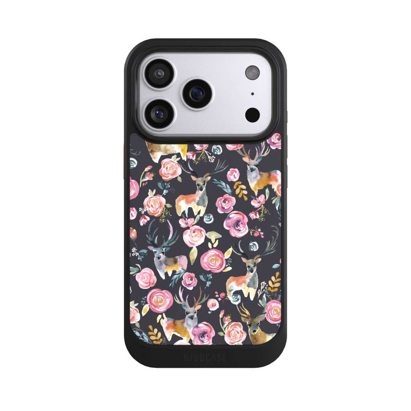 iPhone 17 Pro NIVOcore Hirsche und Blumen Anthrazit