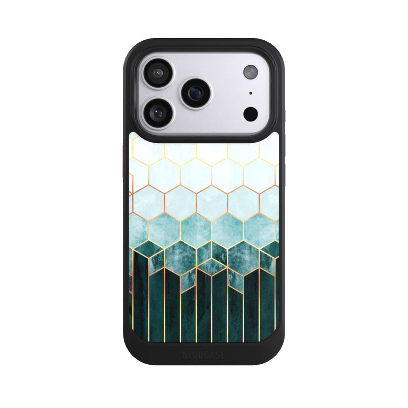 iPhone 17 Pro NIVOcore Blaugrüne Sechsecke