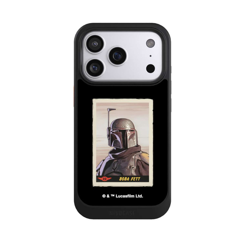 iPhone 17 Pro NIVOcore Boba Fett Badges Schwarzer Hintergrund