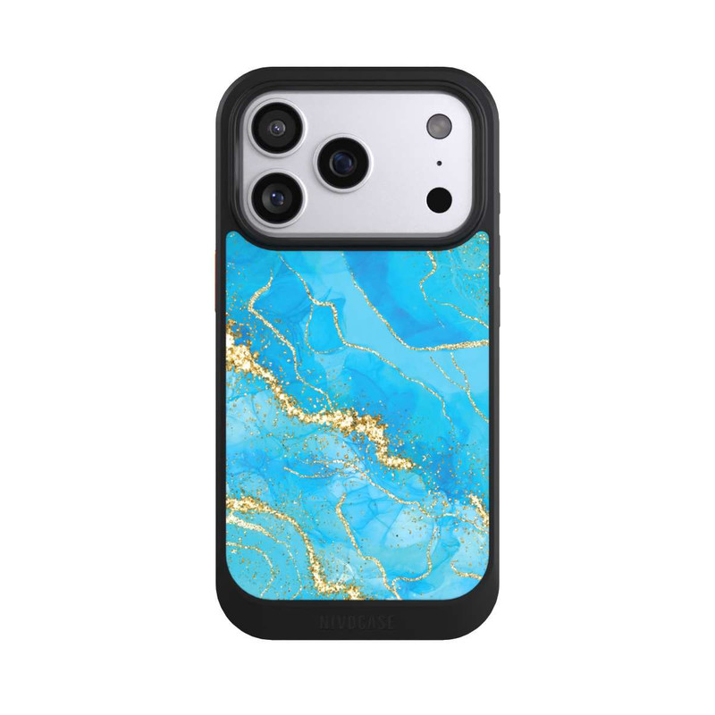 iPhone 17 Pro NIVOcore Türkis-goldene Tapete