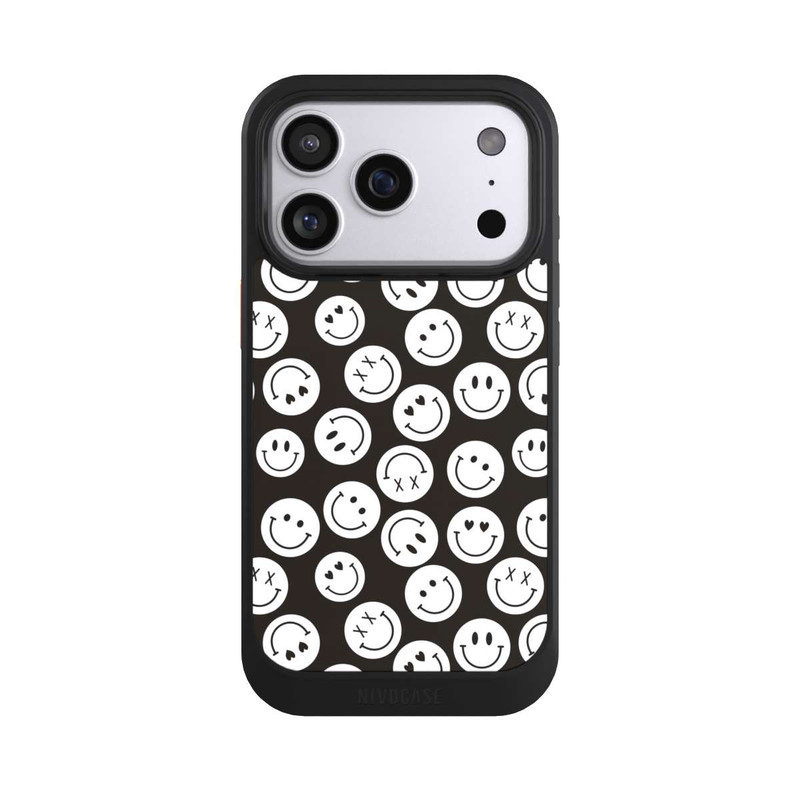 iPhone 17 Pro NIVOcore Smiles Emotes Pattern Black And White