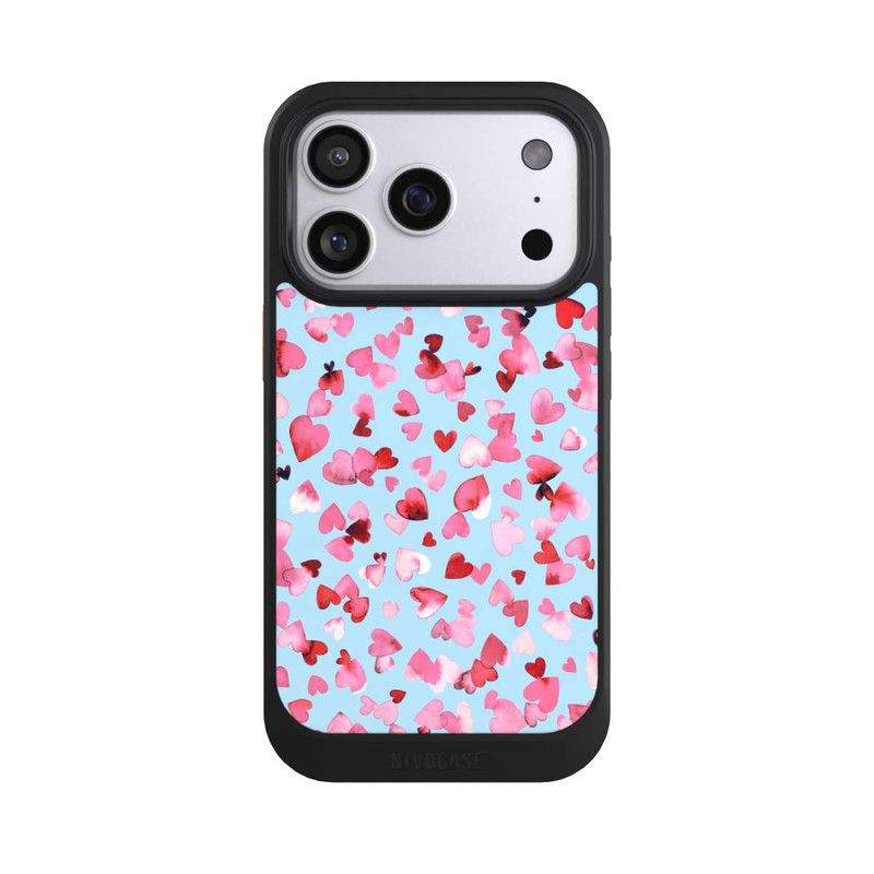 iPhone 17 Pro NIVOcore Saint Valentin Amour Coeurs Rose Bleu