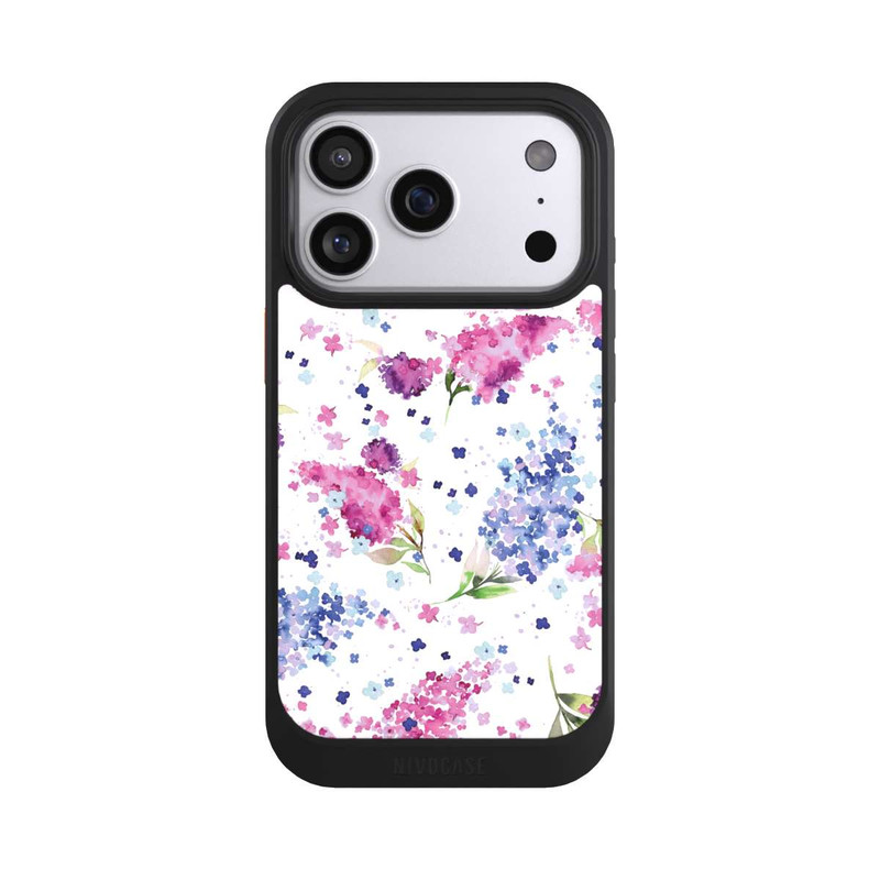 iPhone 17 Pro NIVOcore Hortensias Floraux Lilas Rose
