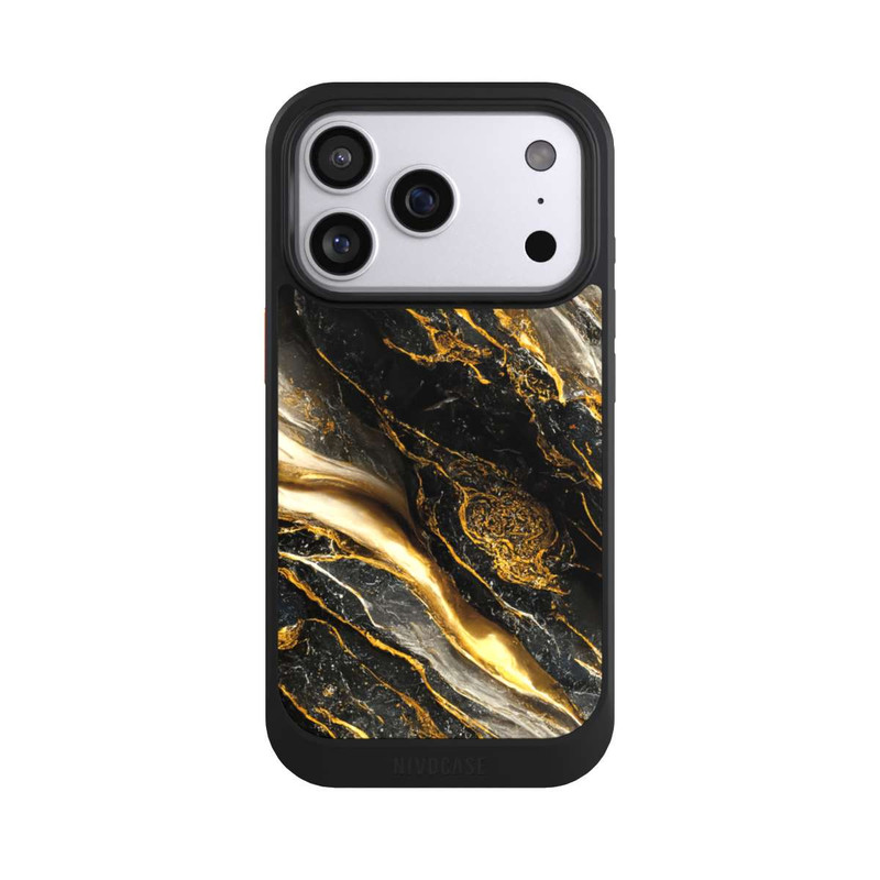 iPhone 17 Pro NIVOcore Schwarze Marmor Goldschichten