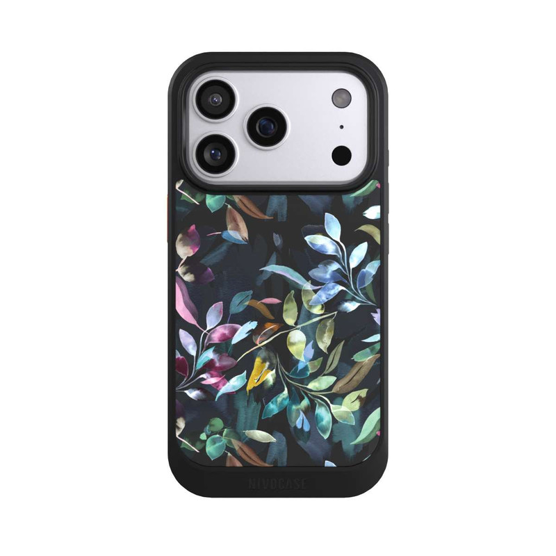 iPhone 17 Pro NIVOcore Mystische Aquarellblätter schwarz