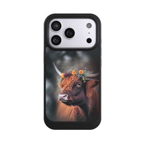 Apple iPhone 17 Pro NIVOcore Vache des Highlands avec des fleurs avec IA