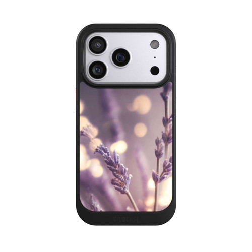 Apple iPhone 17 Pro NIVOcore Lavande en gros plan avec IA