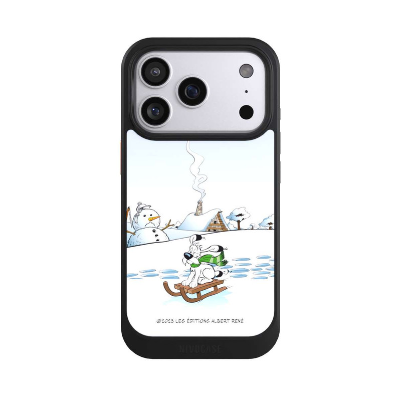iPhone 17 Pro NIVOcore Idéfix fait du traîneau
