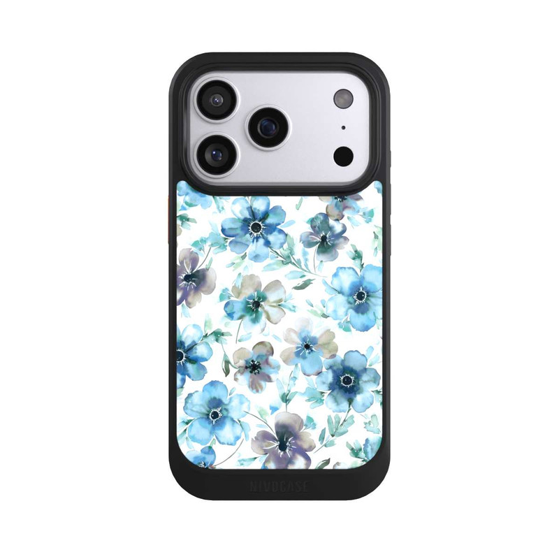 iPhone 17 Pro NIVOcore Motif de fleurs bleues Tendance
