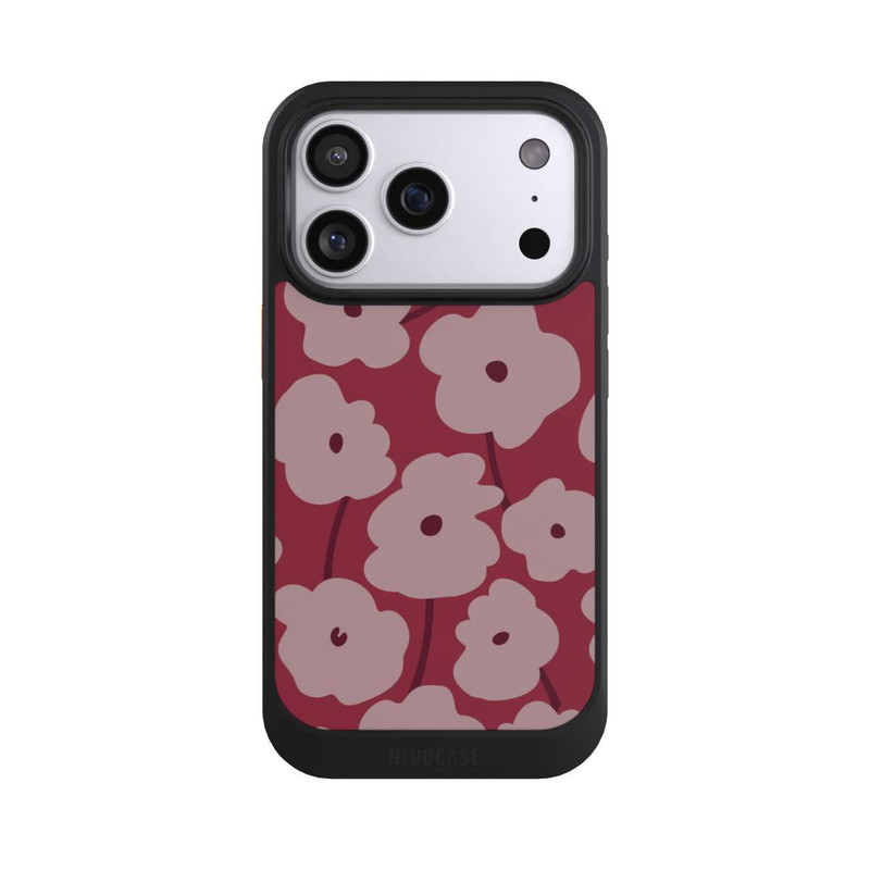 iPhone 17 Pro NIVOcore Minimalistische Blumen Bordeaux
