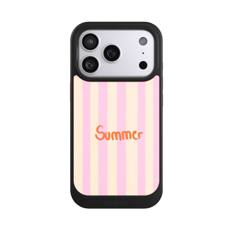 iPhone 17 Pro NIVOcore Summer- Rosa und Orange Streifen Hintergrund