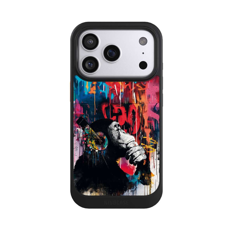 iPhone 17 Pro NIVOcore Affe Stereo Kopfhörer Graffiti Street Art Blau