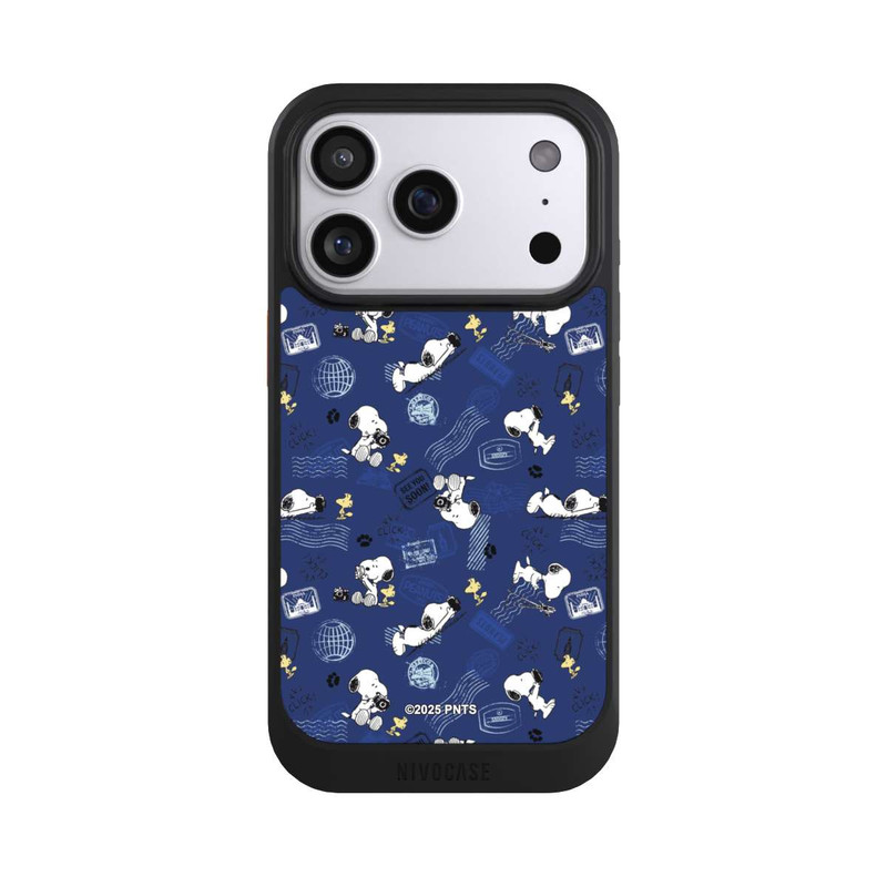 iPhone 17 Pro NIVOcore Peanuts Travel Stamps Pattern Blue