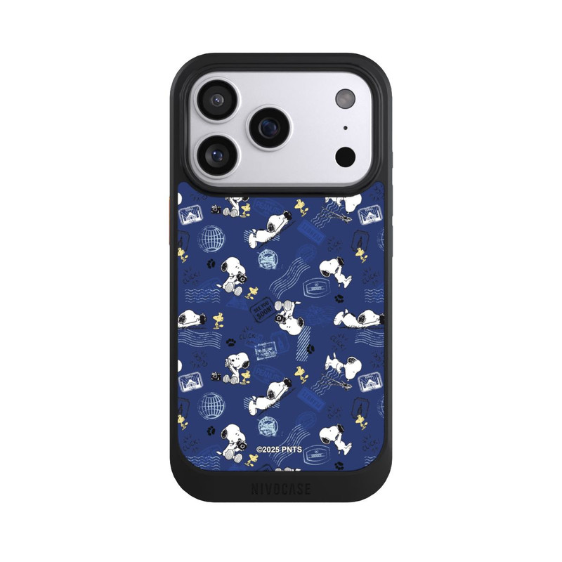 iPhone 17 Pro NIVOcore Peanuts Travel Stamps Pattern Blue