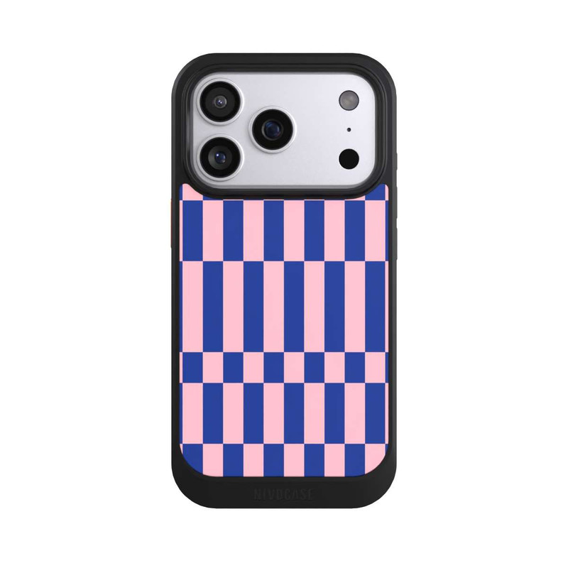 iPhone 17 Pro NIVOcore Checked Abstract Bold Electric Blue and Pink Color Block