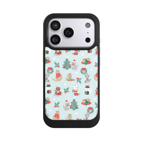 Apple iPhone 17 Pro NIVOcore Cute Winter Wonderland Christmas Festive Cats on Teal
