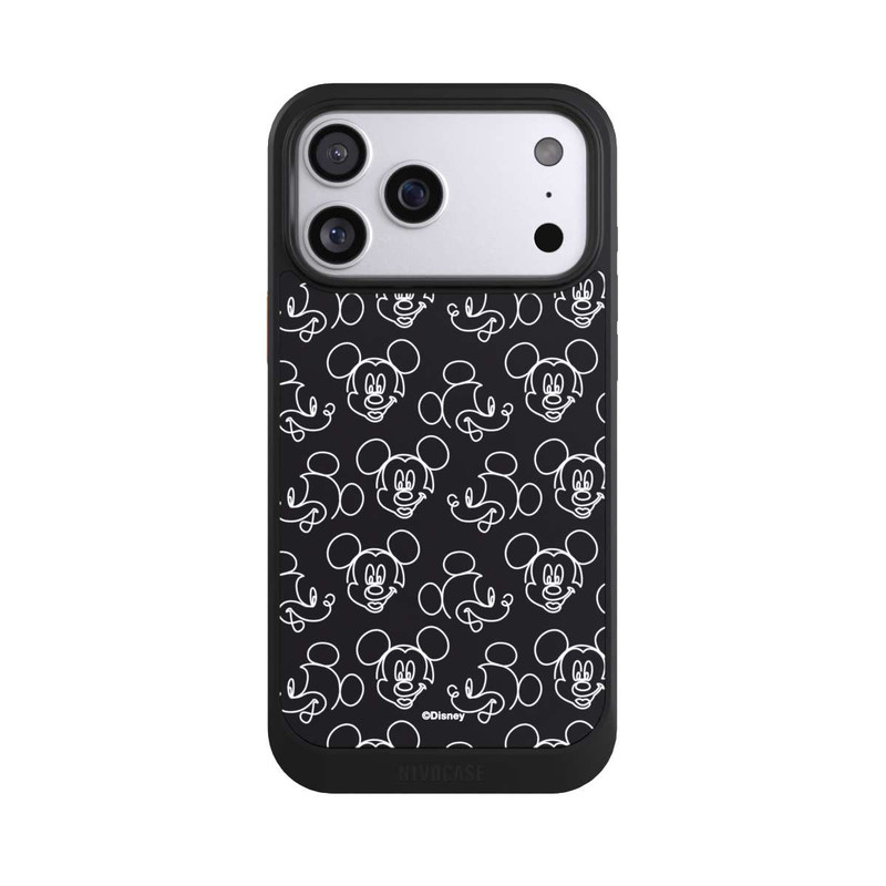 iPhone 17 Pro Max NIVOcore Disney Mickey Faces Black Line Art Pattern