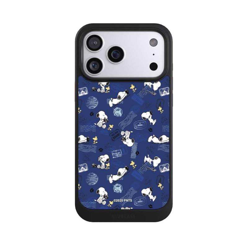 iPhone 17 Pro Max NIVOcore Peanuts Travel Stamps Pattern Blue