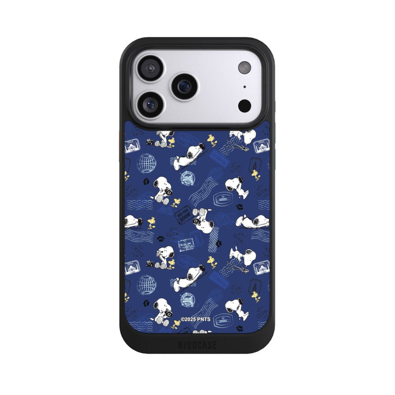 iPhone 17 Pro Max NIVOcore Peanuts Travel Stamps Pattern Blue