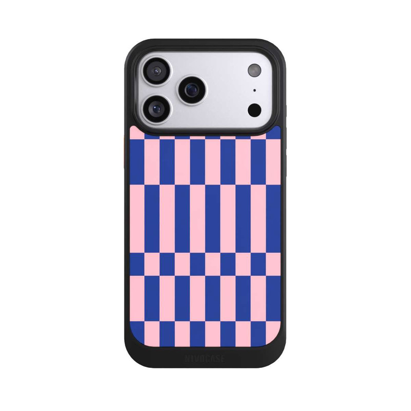 iPhone 17 Pro Max NIVOcore Checked Abstract Bold Electric Blue and Pink Color Block