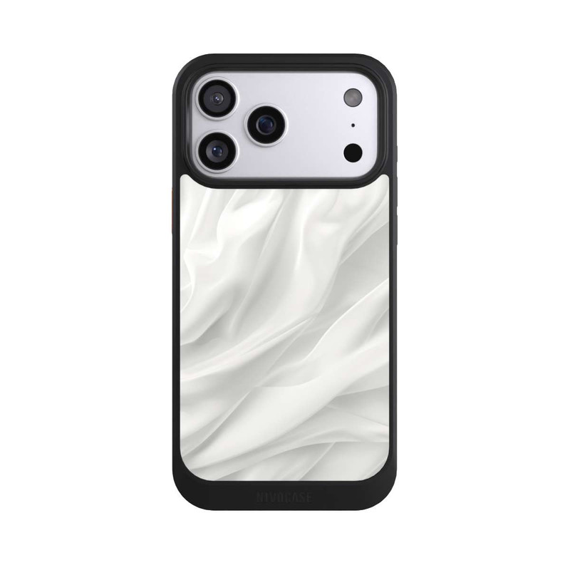 iPhone 17 Pro Max NIVOcore Weiße Seidenmatte Textur mit KI