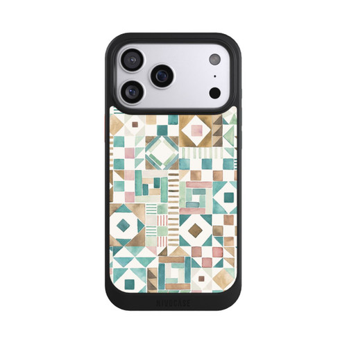 Apple iPhone 17 Pro Max NIVOcore Geometric Blocks Retro Vintage Patchwork Green