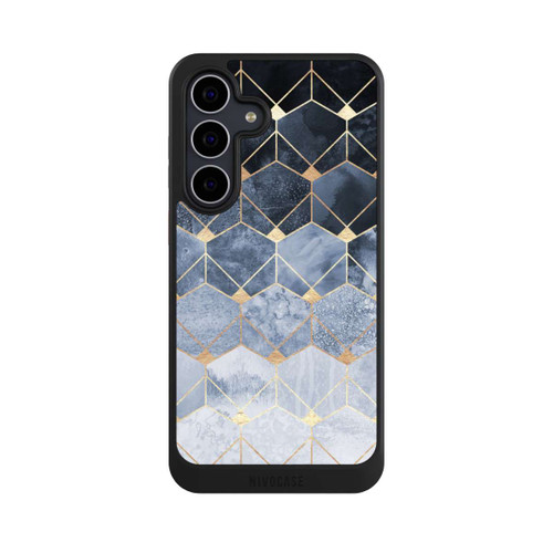 Samsung Galaxy S25 FE NIVOcore Blaue Sechsecke und Diamanten Golddruck