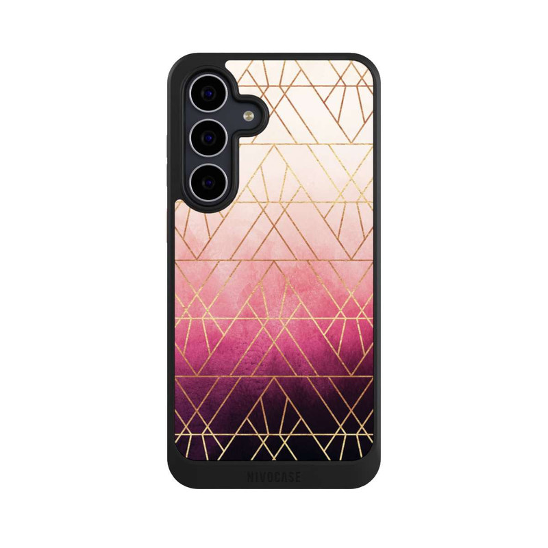 Galaxy S25 FE NIVOcore Pink Ombre Triangles Gold Print