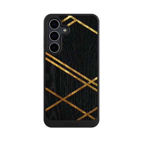 Samsung Galaxy S25 FE NIVOcore Schwarzes geometrisches Muster Goldene Streifen