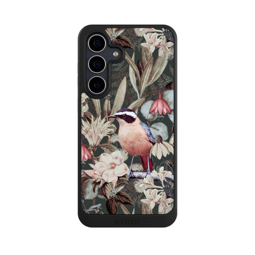 Samsung Galaxy S25 FE NIVOcore Orangefarbener Vogel im Vintage Blumenmuster