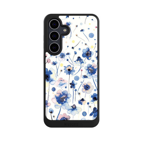 Samsung Galaxy S25 FE NIVOcore Watercolor Ink Blue Flowers