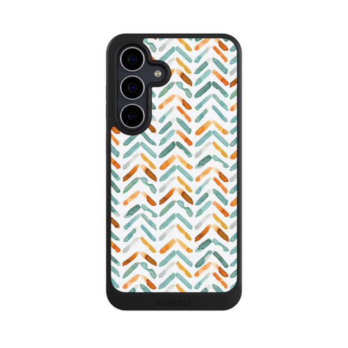 Samsung Galaxy S25 FE NIVOcore Elegantes Herbstchevron Blau Orange