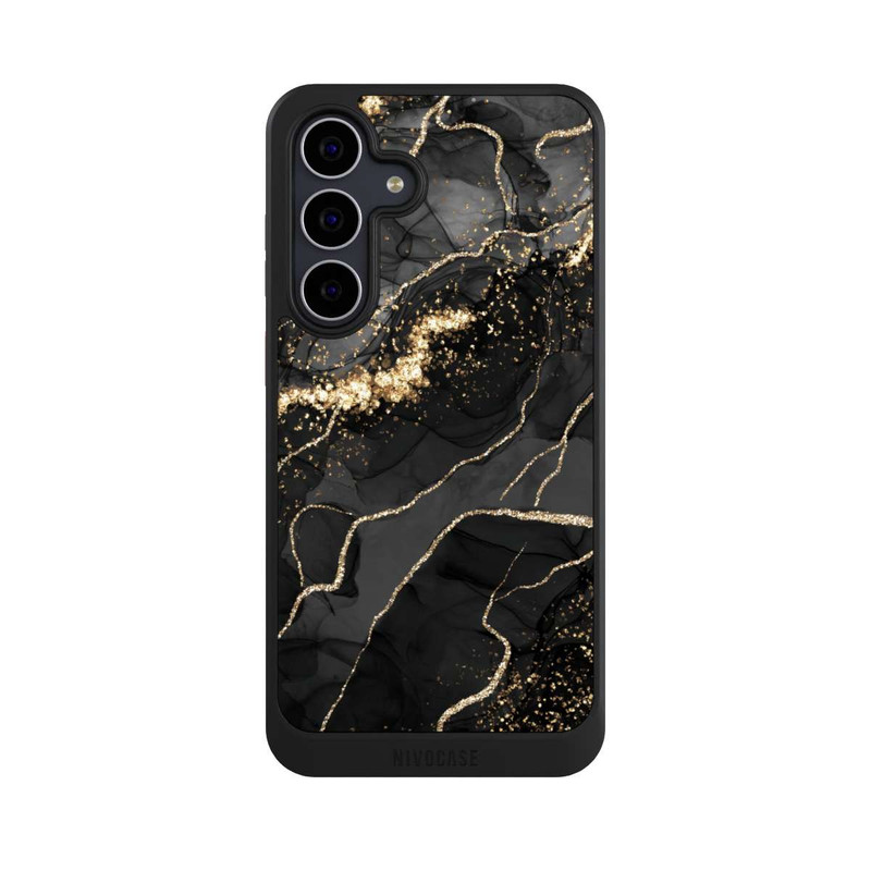 Galaxy S25 FE NIVOcore Dunkler Marmor Wirbel Goldoptik