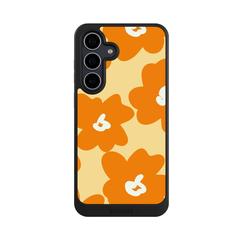 Galaxy S25 FE NIVOcore Retro floral pattern Päivi yellow orange