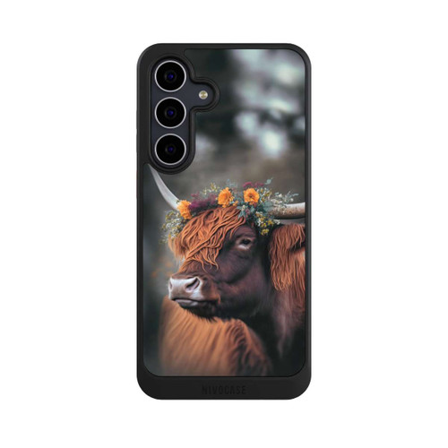 Samsung Galaxy S25 FE NIVOcore Vache des Highlands avec des fleurs avec IA