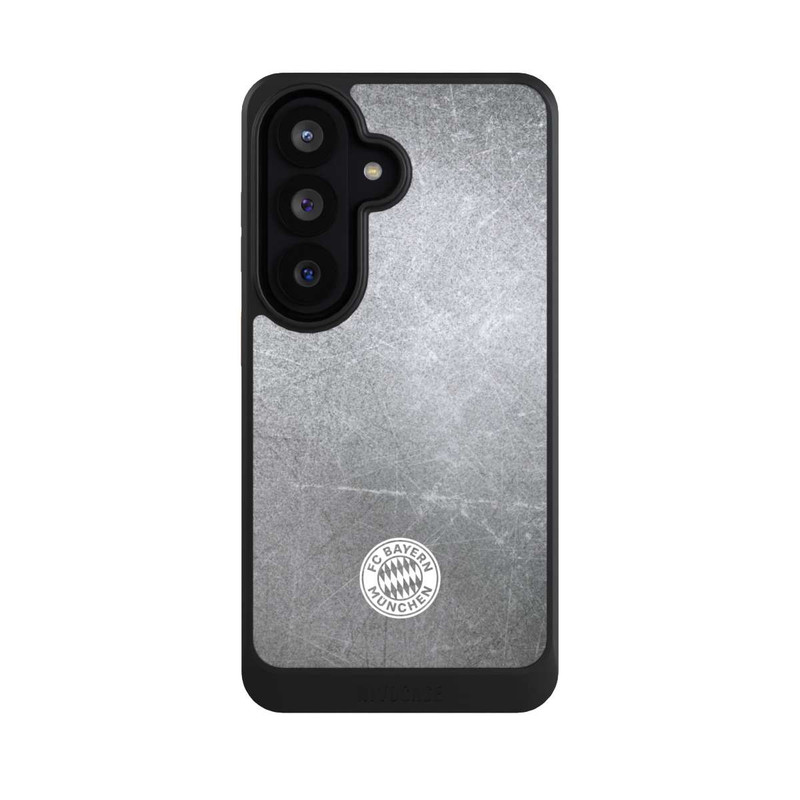 Galaxy S26 NIVOcore Klassisches FCB Logo Klein - Weiß auf Metalllook