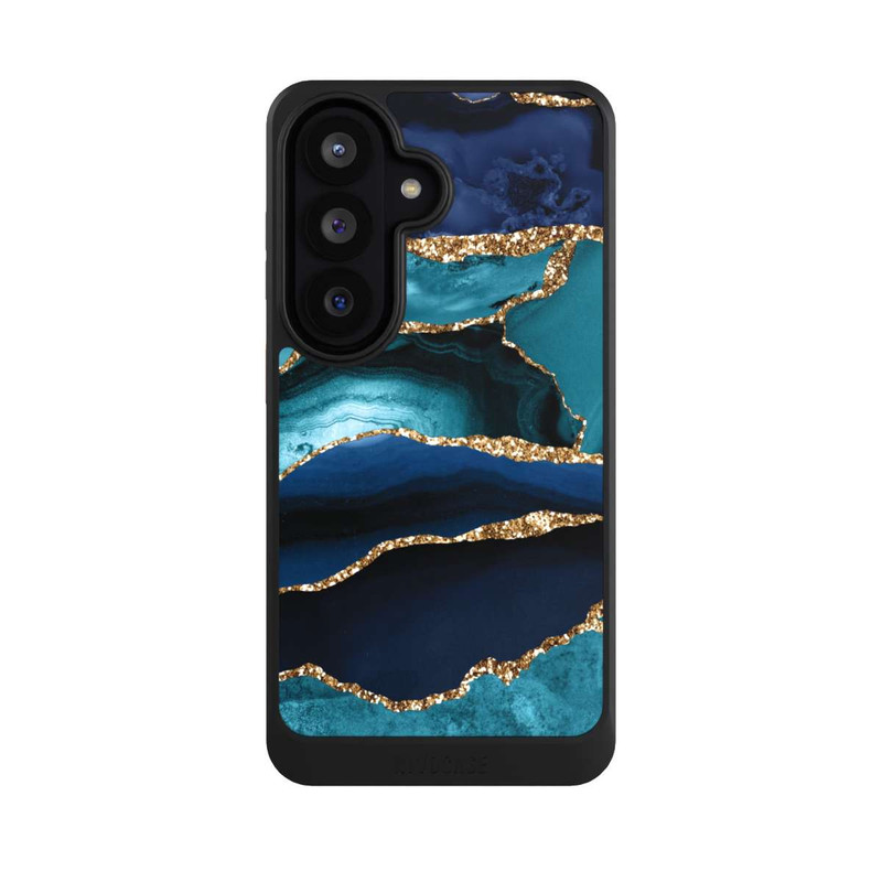 Galaxy S26 NIVOcore Dark and Light Blue Marble Gold Glitter Look