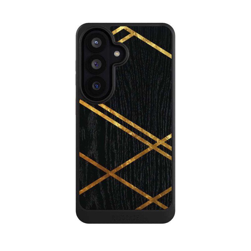 Galaxy S26 NIVOcore Schwarzes geometrisches Muster Goldene Streifen