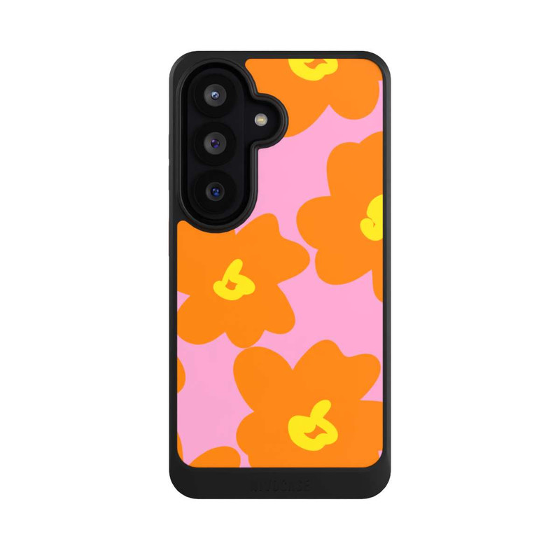 Galaxy S26 NIVOcore Retro Blumenmuster Pink und Orange