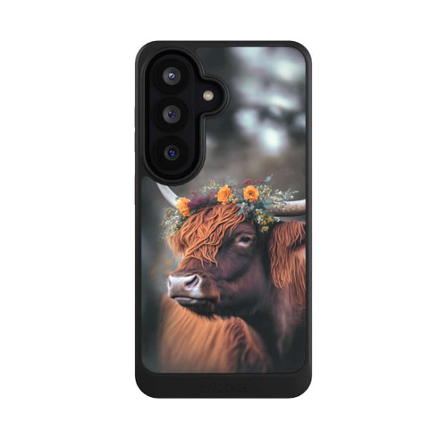 Samsung Galaxy S26 NIVOcore Vache des Highlands avec des fleurs avec IA