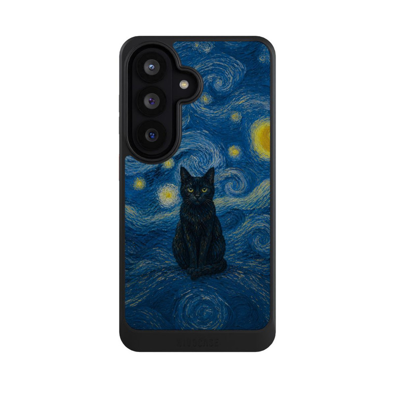 Galaxy S26 NIVOcore Sternennacht von Vincent van Gogh mit Katze mit KI