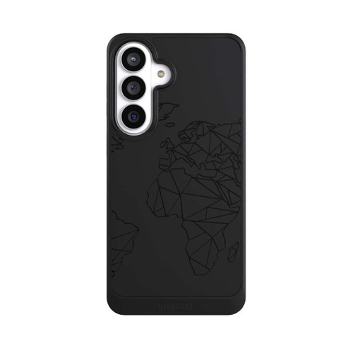 Samsung Galaxy S26+ NIVOcore Polygon Weltkarte Schwarz ohne Hintergrund
