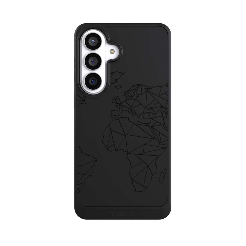 Galaxy S26+ NIVOcore Polygon Weltkarte Schwarz ohne Hintergrund