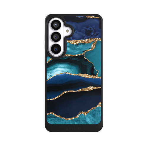 Samsung Galaxy S26+ NIVOcore Dark and Light Blue Marble Gold Glitter Look