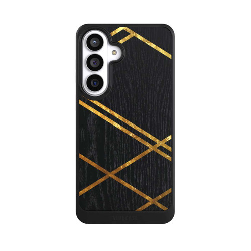 Samsung Galaxy S26+ NIVOcore Black Geometric Pattern Golden Stripes