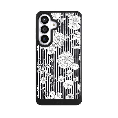Samsung Galaxy S26+ NIVOcore Blumen und Streifen Schwarz und Weiß