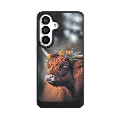 Samsung Galaxy S26+ NIVOcore Vache des Highlands avec des fleurs avec IA
